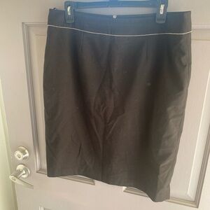 Classic Calvin Klein Black Pencil Skirt with Beaded Top Detailing